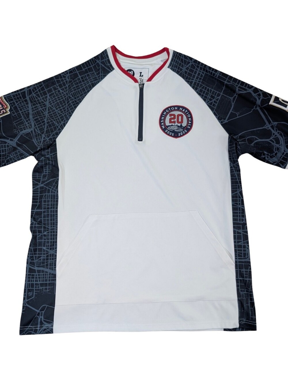 Washington Nationals 20th Anniversary Quarter Zip Jersey Shirt Large